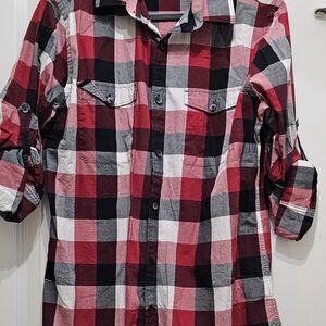 Express Red and Black Checkered Shirt